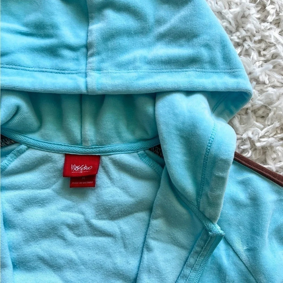 Y2K Mossimo Blue & Brown Velour Full Zip Hoodie - Picture 6 of 6